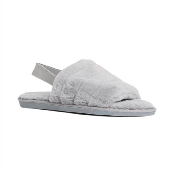 Plush Slippers - Grey - UK 5