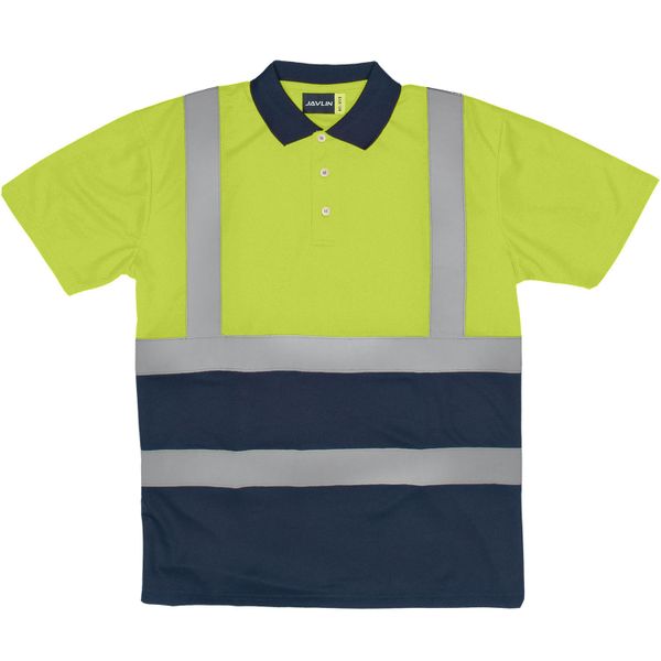Javlin - Hi-Vis Two Tone Reflective Golfer - Navy &amp; Yellow