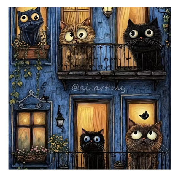 Beautiful Window Cats Diamond Dot Painting - 30 x 40cm