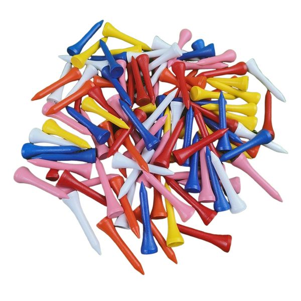 Multi-Colour Size Wood Golf Tees - 42mm - 100Piece