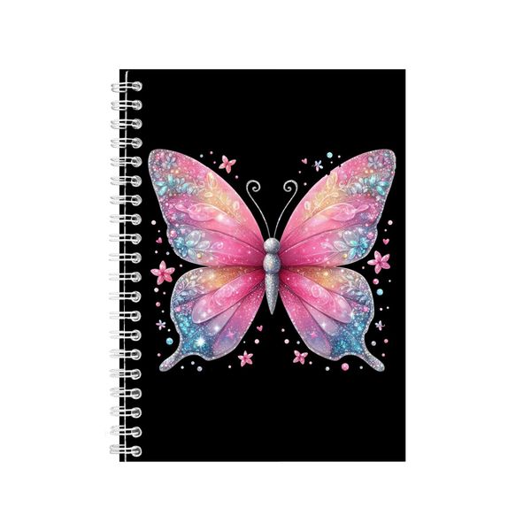 Pink A5 Notebook Spiral Lined Notepad Glitter Bu image