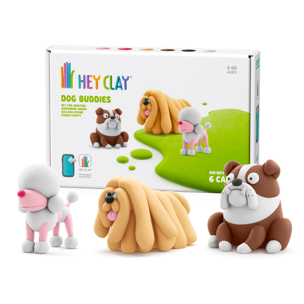 Hey Clay - Modelling Air-Dry Clay with Interactive App - Dog Buddies 6 Cans