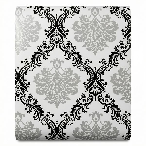 STICKCOOL 10m Self-Adhesive European Damask Wallpaper Gold &amp; Silver Accents