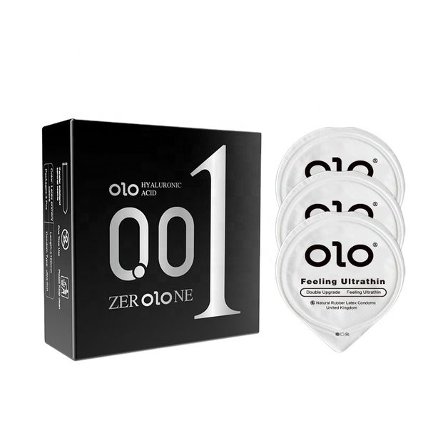 OLO Condoms Ultra Thin -Revolutionary Hyaluronic Acid Lubricant -Pack Of 3