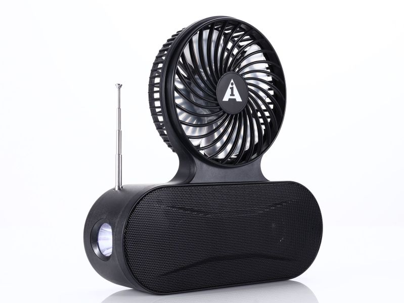 Mini Portable Solar Energy Power Speaker with Fan, Torch, FM Radio