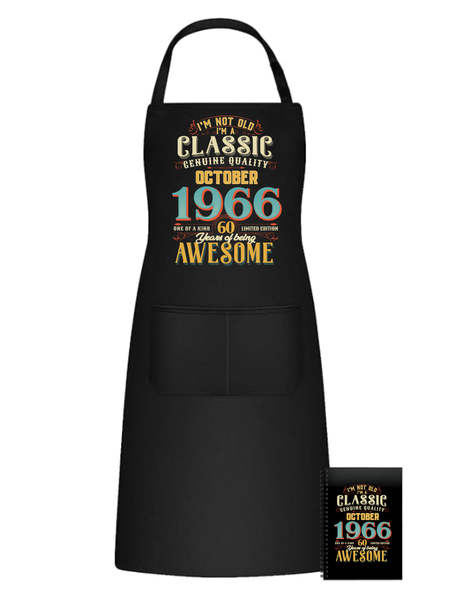 60 Years Old Born October 1966 Fun Kitchen Braai Apron Birthday Gift Idea