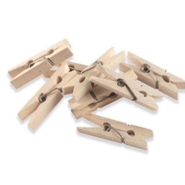 Brown mini wooden pegs - 20 pieces