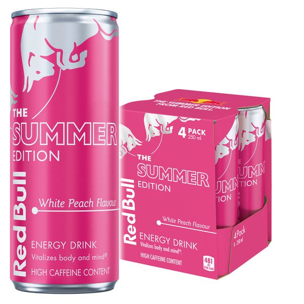 Red Bull Energy Drink Summer Edition White Peach 250ml 4 Pack