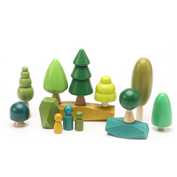 iKids Montessori Wooden Forest Tree Building Blocks