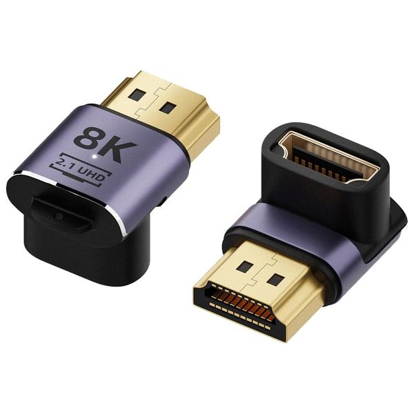 2pc 8K 60Hz HDMI Angled Adapter HDMI 2.1 Extender Male to Female Connector