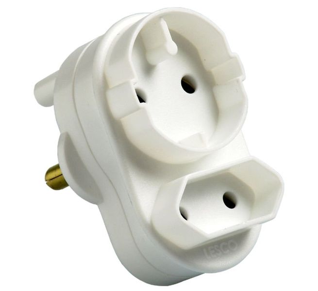 Bulk Pack x 5 Plug-Adaptor Euro Schuko Twin