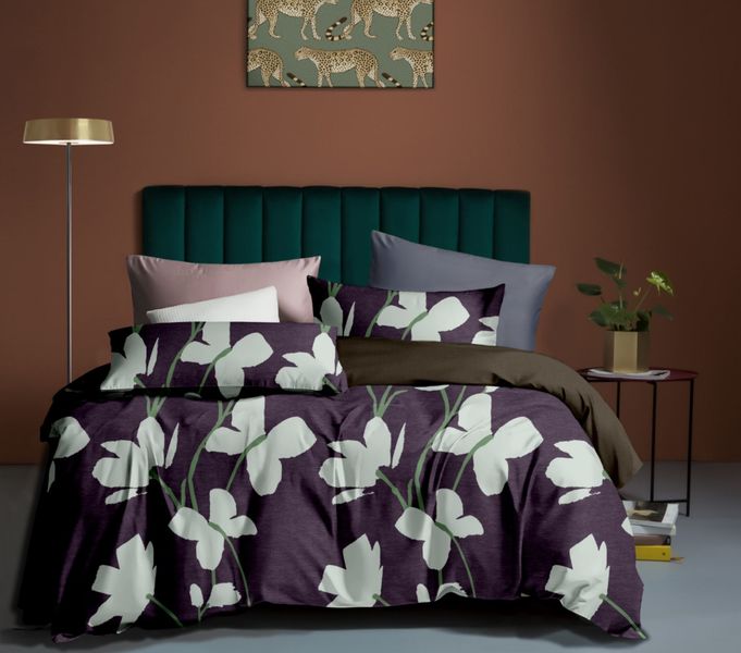 Linen Boutique - Duvet Cover Set Reversible-Florist-GoldenrodDarkMagenta