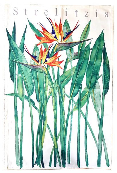 Vintage Strelitzia Flower Tea Towel Dish Cloth 67x44,5cm