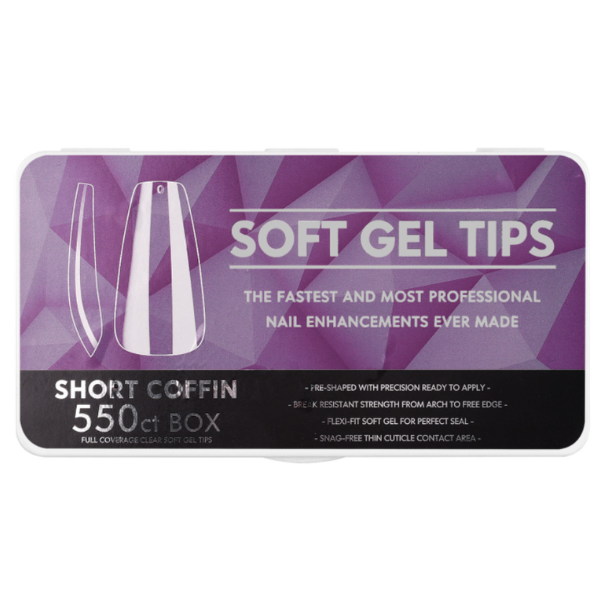 Soft Gel Tips - Full Cover Short Coffin - 550 Piece - Nails by Nicole