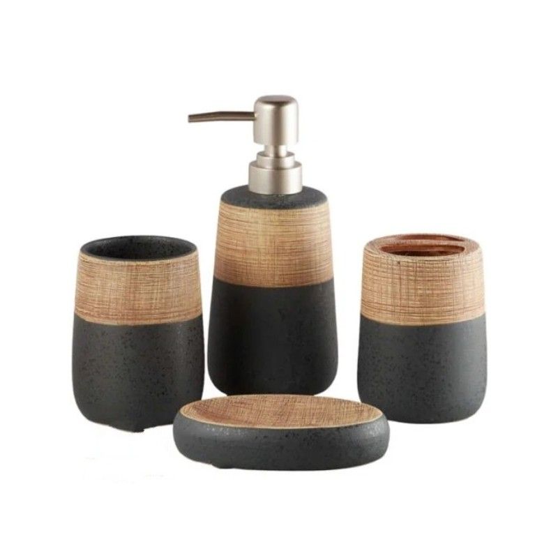 Ceramic Bathroom Accessories Set of 4 Bath Set with Soap Dispenser (8683)