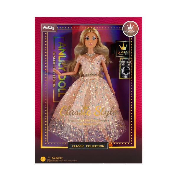 Anlily Classic Style Doll 30cm - Peach Dress includes Accessories