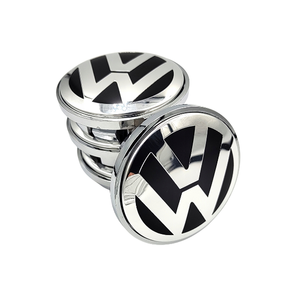 Center wheel cap 65MM compatible wit VW (Set of 4)- 3B7601171 Silver Trim