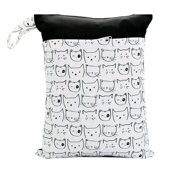 Baby Reusable Wet Bag - Black and white cat