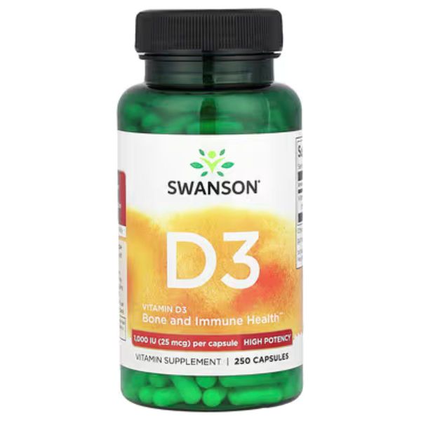 Swanson Vitamin D3, High Potency, 25 mcg (1,000 IU) - 250 Capsules