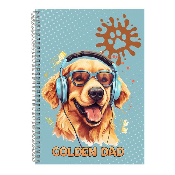 Golden Dad A4 Notebook Spiral and Lined Golden Retriever Graphic Notepad109