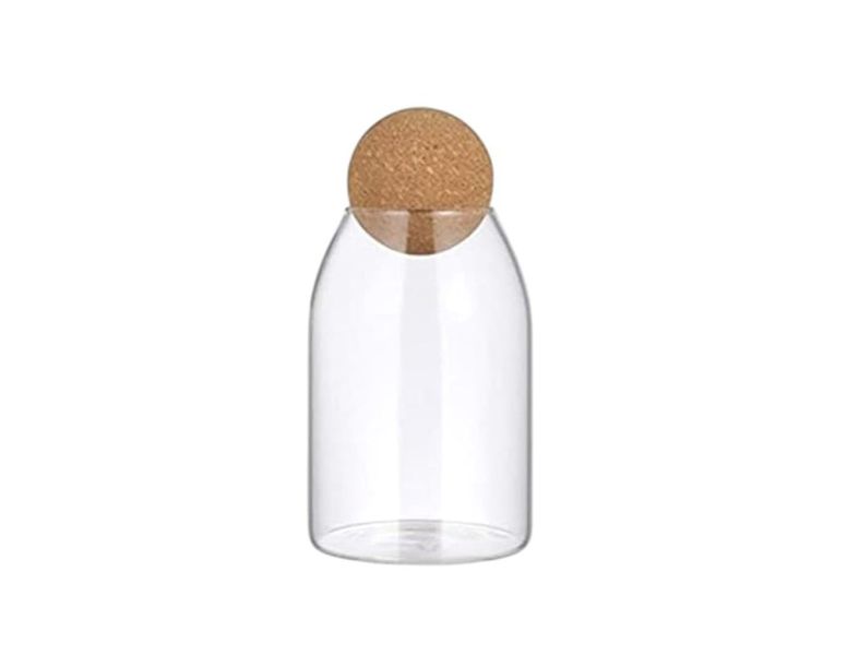4-Piece Transparent Storage Jar with Cork Lid Set - 800ml.