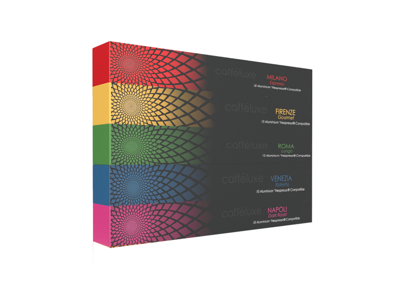 Caffeluxe Mixed Aluminium Nespresso Compatible Coffee 50 Pod Set