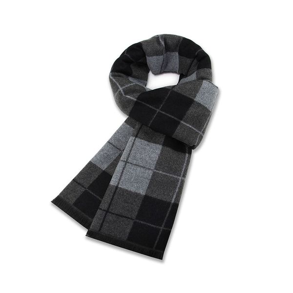 New men's winter fashion simple casual plaid wool blend warm scarf