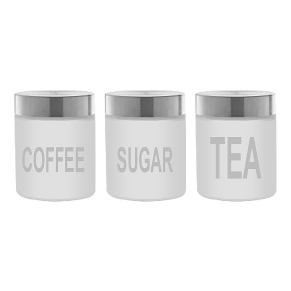 DH - 3 Piece Frosted Glass Canister Set