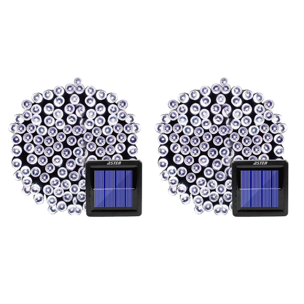 2 Pack Aster Outdoor Solar String Lights Fairy Lights - 12m 100 LED Bulbs
