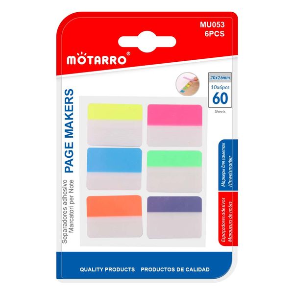 MOTARRO 6-Color Transparent Waterproof Sticky Tabs