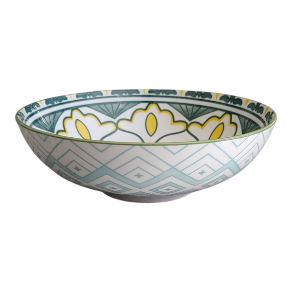 Bowl 21x7cm Yellow Green Floral Design