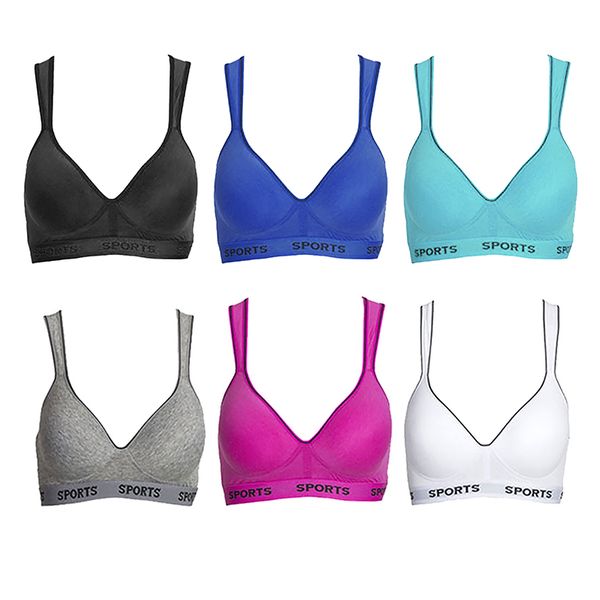 Pack of 6 Colour Wireless Sports Bra's - 8926