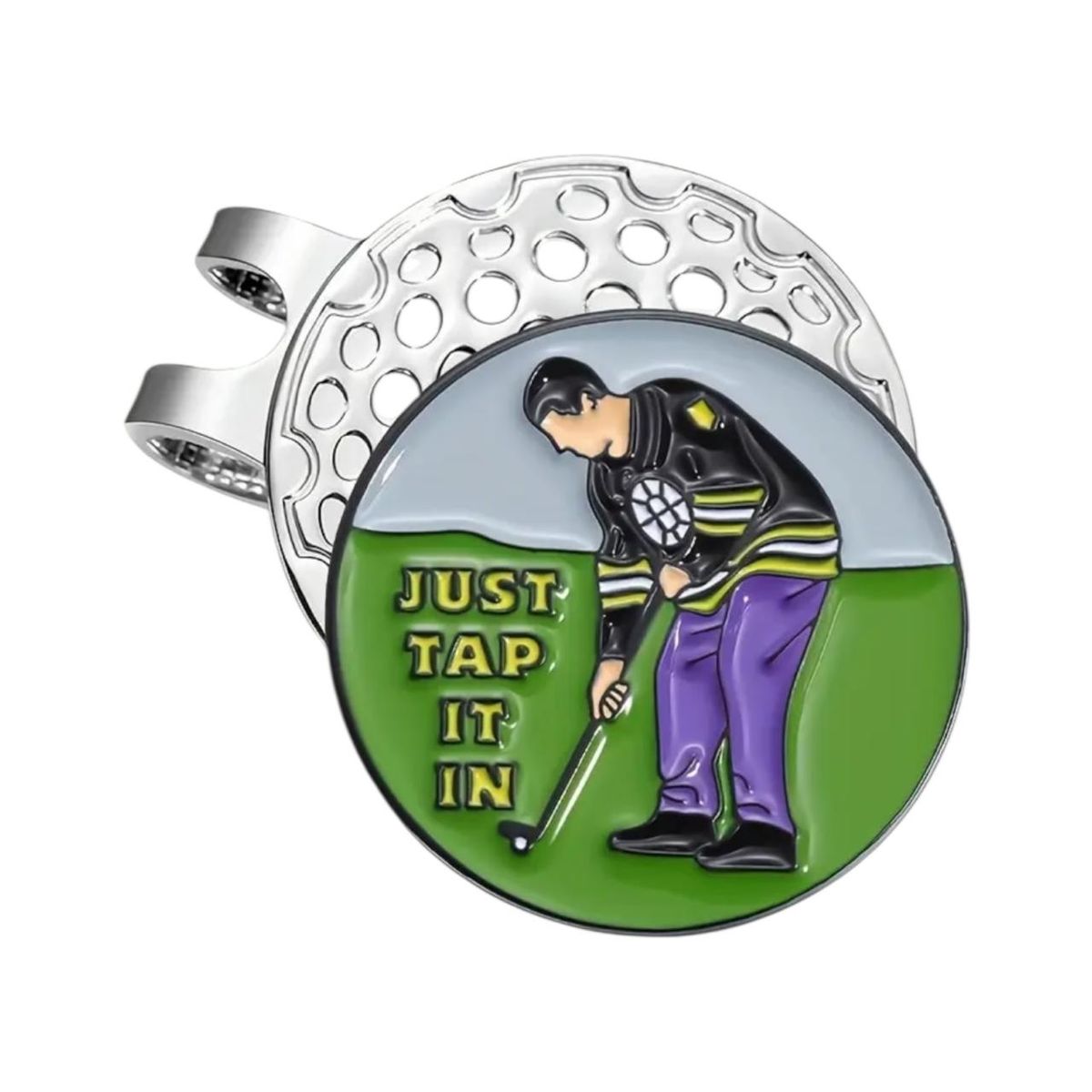 Magnetic Golf Cap Clip with Ball Marker - JUST TAP IT IN