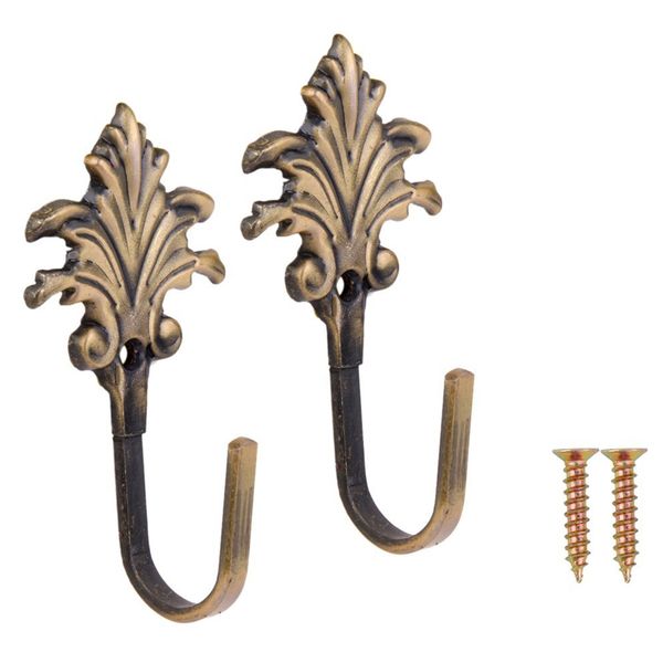 2pcs Vintage Maple Leaves Curtain Tieback Tassel Hooks Door Wall Hook Bronz