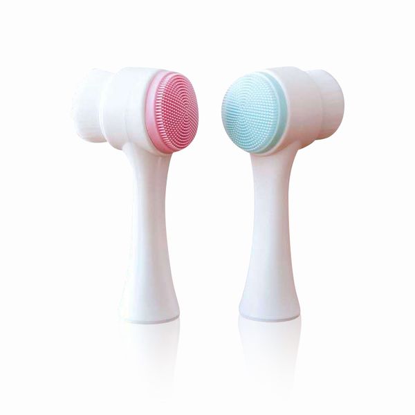 Soft Silicone Face Cleansing Brush Pair (Blue &amp; Pink)