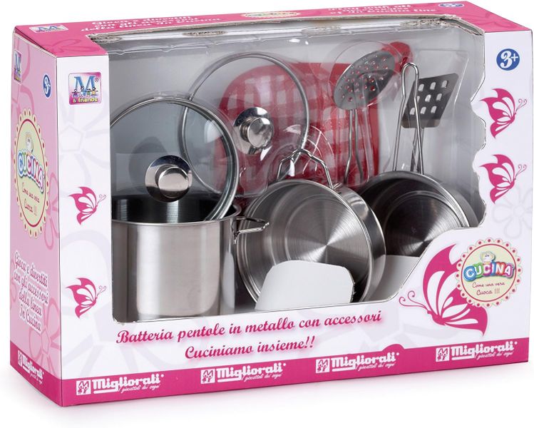 Stainless Steel Kitchen Set Toy For Kids - 9 Pieces