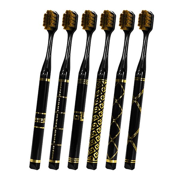 Premium Ultra-Fine Medium Bristle Toothbrush Set (6-Pack) - Classic Pattern