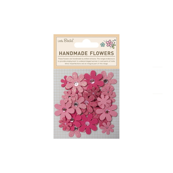 Handmade Flowers Sparkle Florettes - Precious Pink 30pc