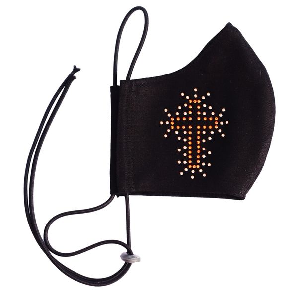 Crystalize Eternal Cross 3 Ply reusable mask with Swarovski Crystals