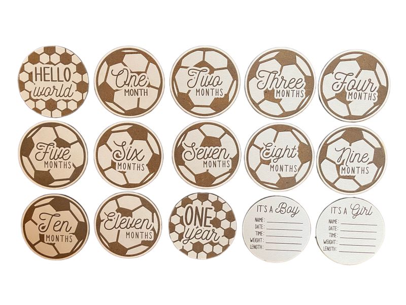 15x Soccer themed milestone cards for baby shower gift