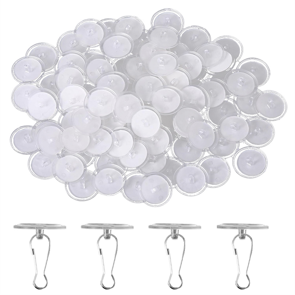 80 Pack Removable Transparent Wall Hanger Self-Adhesive Ceiling Hooks for H