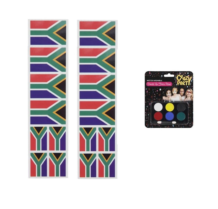 South African Flag Tattoos -16 pack & Face Paint with Applicator - 6