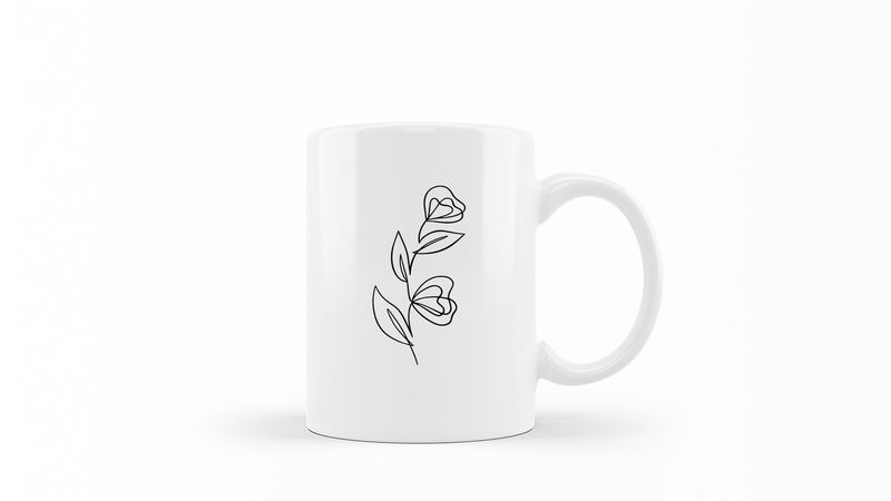 Designer Line Art Coffee Mug - Abstract Flower 4