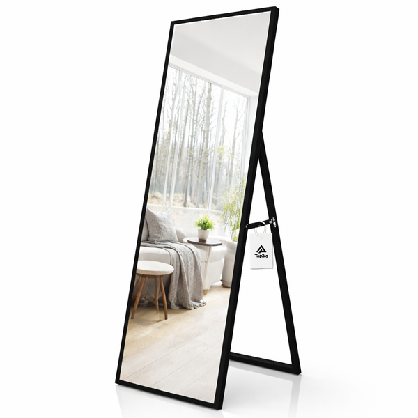 Topika Full Length Mirror Floor Standing High Definition Mirror Black Frame