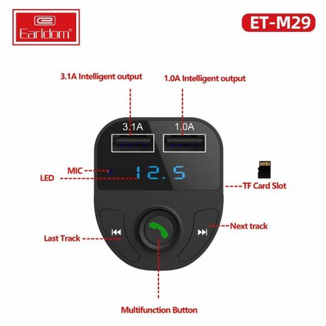 Earldom ET M29 voiture Bluetooth sans fil MP3 + chargeur sortie audio  auxiliaire – HTC HIGH TECH COMPUTER – Vente en ligne Pc portable,  Smartphone, Accessoires Gaming Tunisie