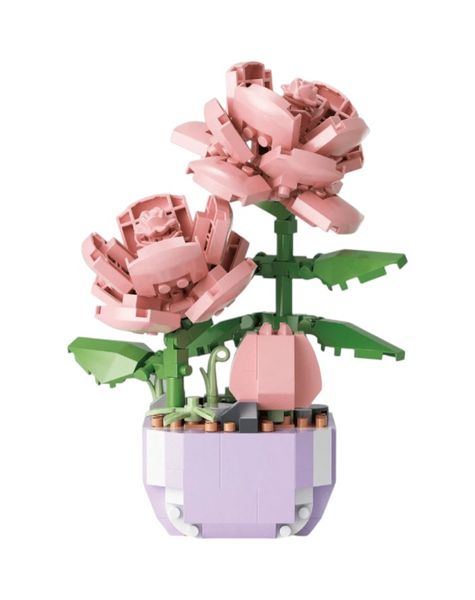 317 Piece - Potted Rose Building Block Set - Pink