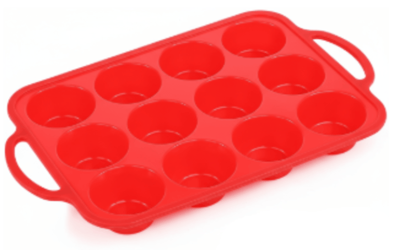 Nonstick Silicone Cupcake Tray &amp; Muffin Baking Pan, Metal Reinforced Frame