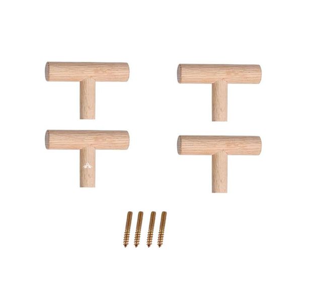 Alanes 4 Pack Wooden Wall Hooks Modern Natural Wood Hangers
