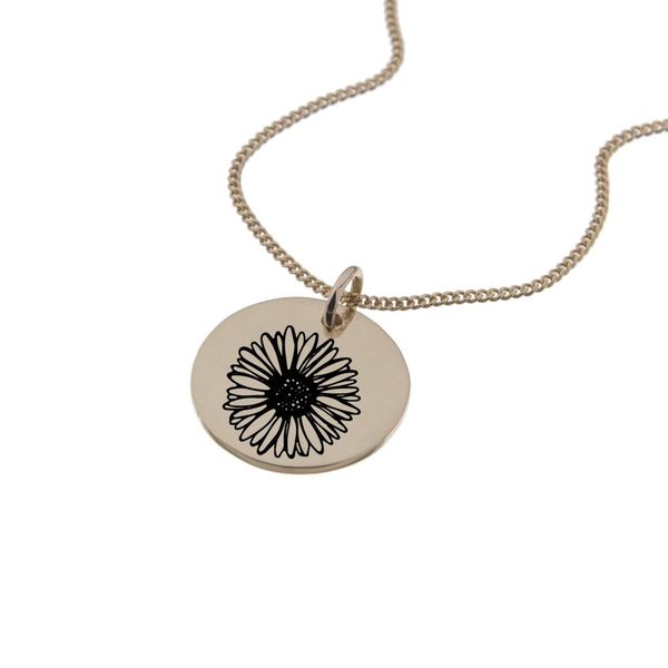 Wild Aster of September Rose Gold Birth Flower Pendant