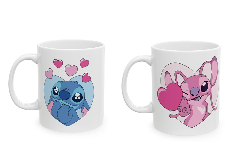 Stitch and Angel Themed Coffee Mug Set